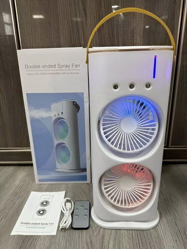 Rechargeable Mist Fan - Dual Spray with Automatic Rotation and Lighting Effects