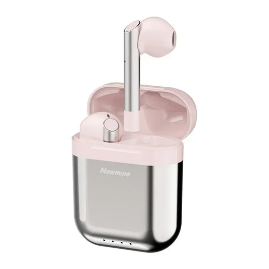 Newmine Wireless Bluetooth Airpods Stereo Earbuds for All Cell Phones Transparent TPU Protective Case