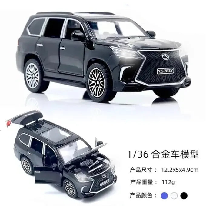Lexus Land Cruiser Prado - Black Alloy Die-Cast Sports Toy Car