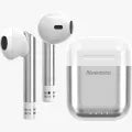Newmine Wireless Bluetooth Airpods Stereo Earbuds for All Cell Phones Transparent TPU Protective Case