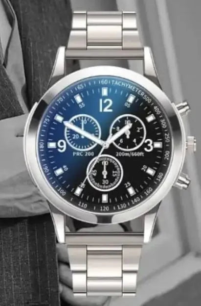 Classic Luxury Watch for Men / Boys With Silver Hand/Wrist Bracelet Chain