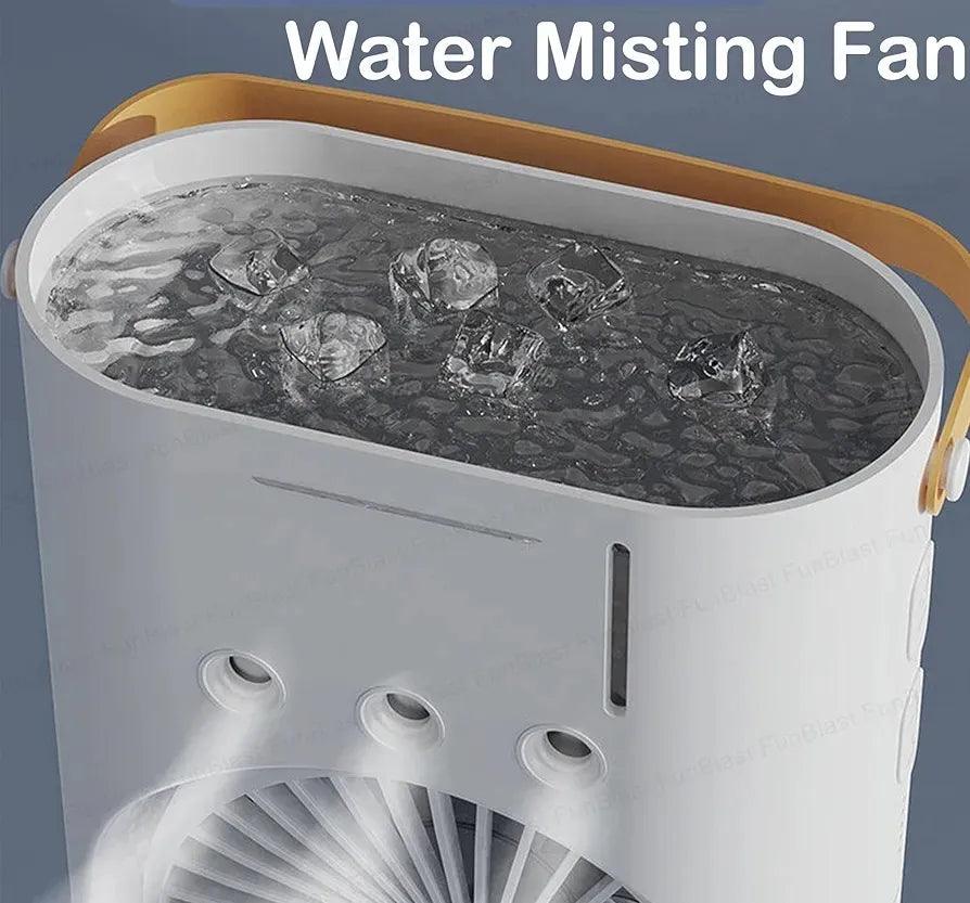 Rechargeable Mist Fan - Dual Spray with Automatic Rotation and Lighting Effects